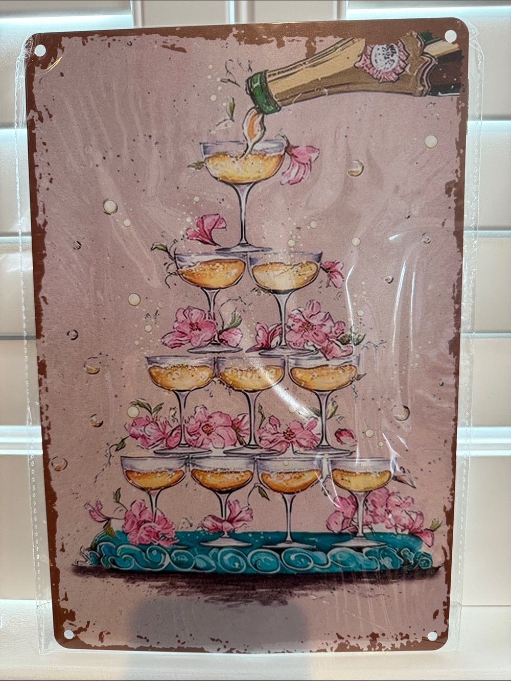 Pink Champagne Tower Wall Art - Decorative Home Wall Decor